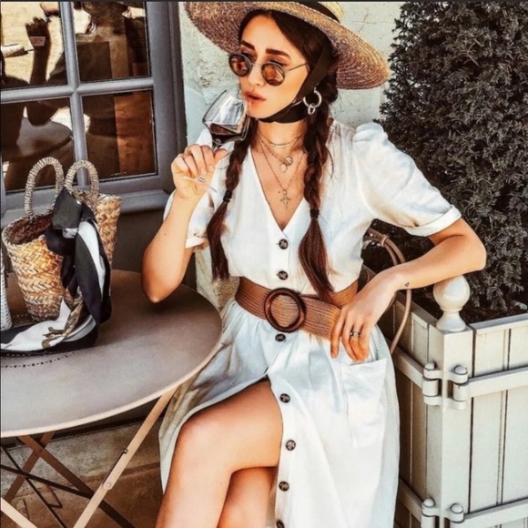 ❤️ZARA MIDI LINEN DRESS WITH BUTTONS - Picture 13 of 14